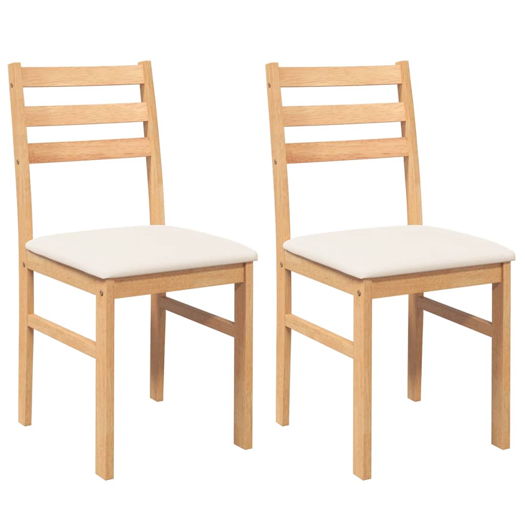 Sedie da Pranzo con Cuscini 2 pz in Legno Massello di Hevea