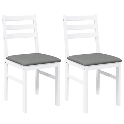 Sedie da Pranzo con Cuscini 2 pz Bianco Legno Massello di Hevea