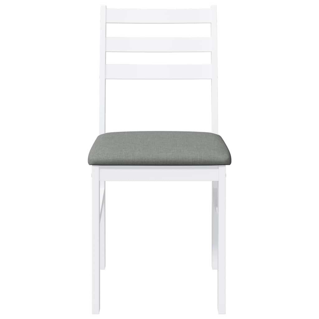 Sedie da Pranzo con Cuscini 2 pz Bianco Legno Massello di Hevea