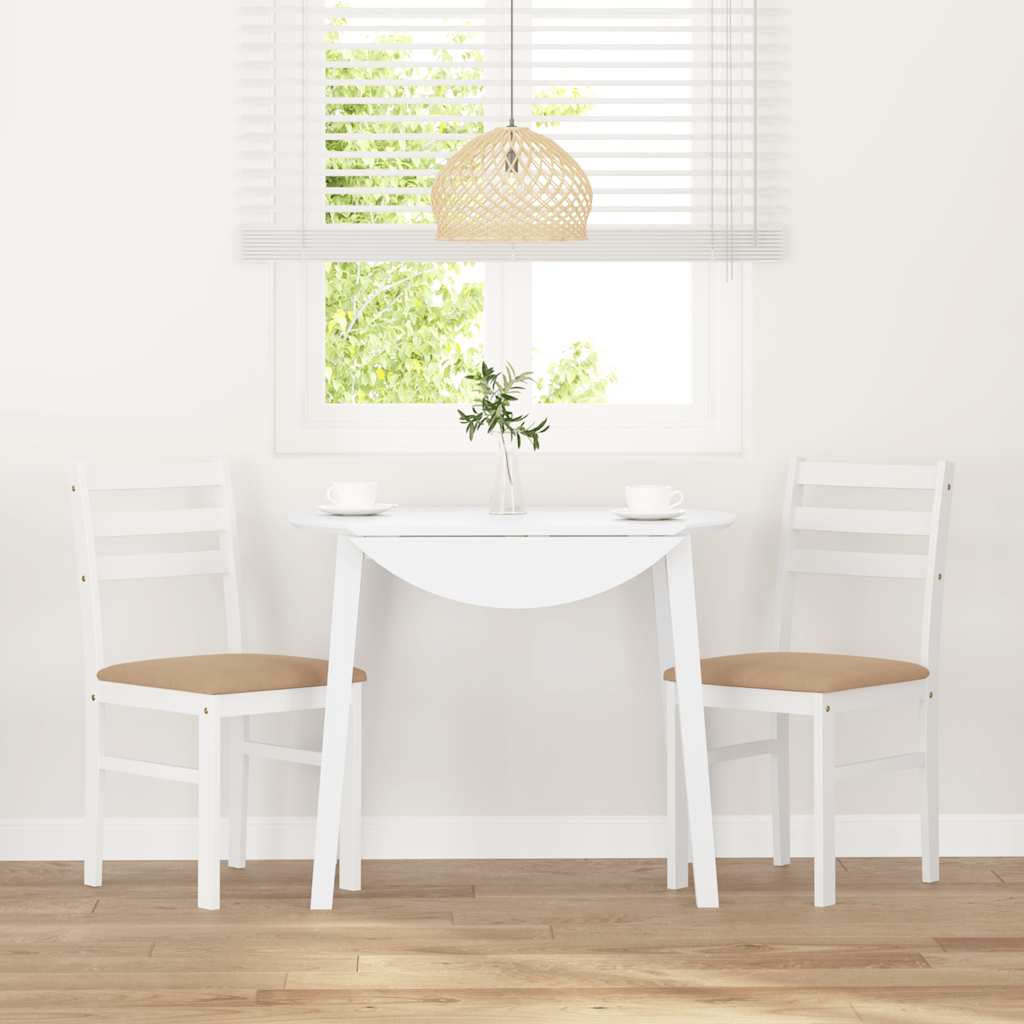 Sedie da Pranzo con Cuscini 2 pz Bianco Legno Massello di Hevea