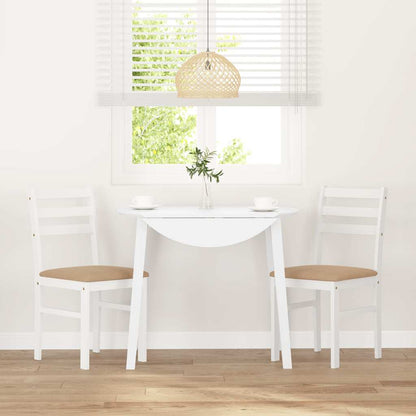 Sedie da Pranzo con Cuscini 2 pz Bianco Legno Massello di Hevea