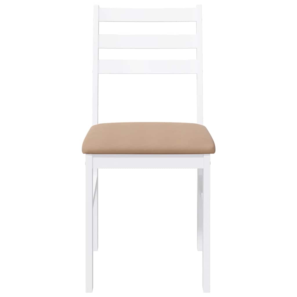 Sedie da Pranzo con Cuscini 2 pz Bianco Legno Massello di Hevea