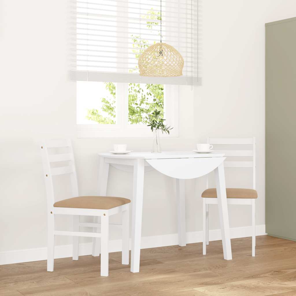 Sedie da Pranzo con Cuscini 2 pz Bianco Legno Massello di Hevea