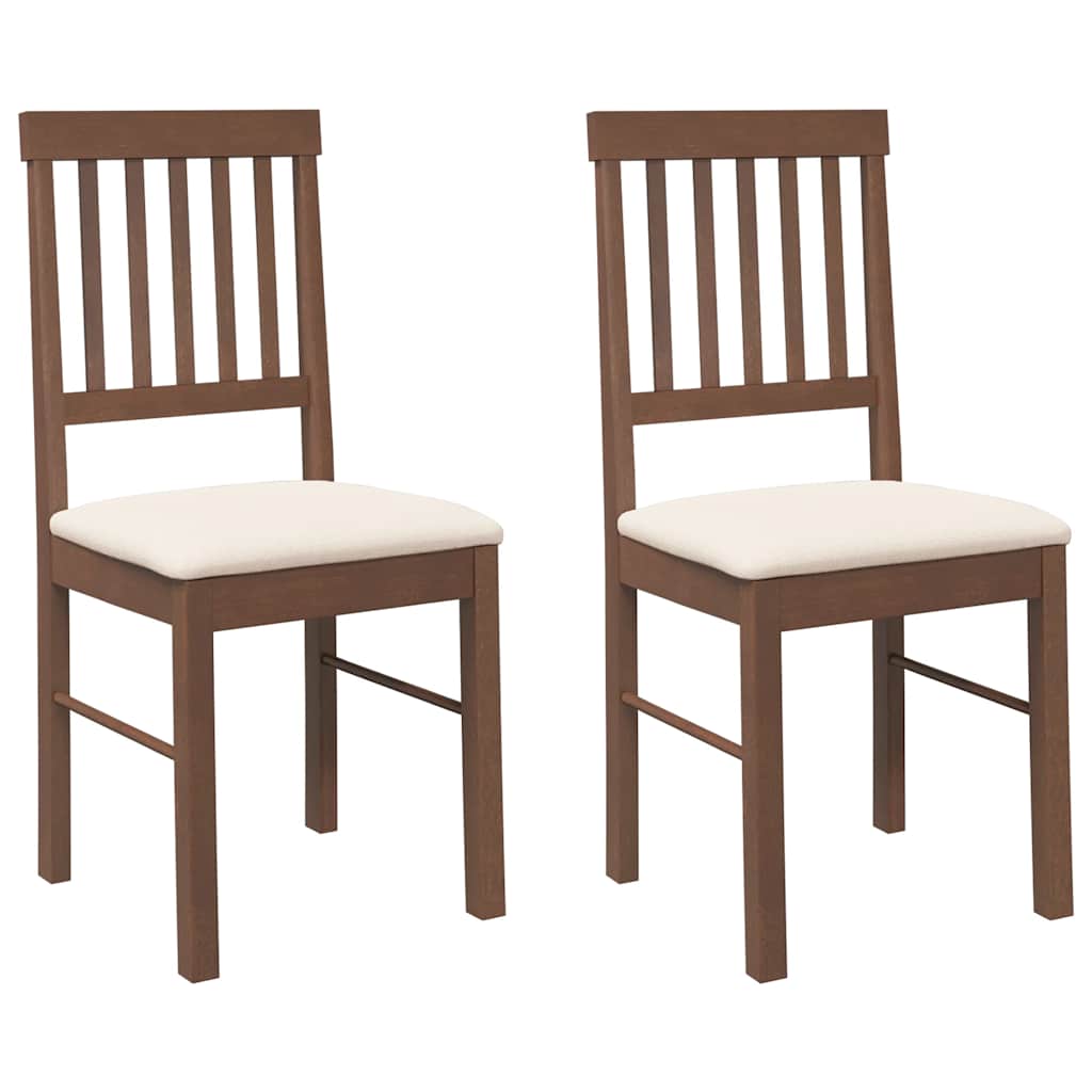 Sedie da Pranzo con Cuscini 2pz Marrone Legno Massello di Hevea