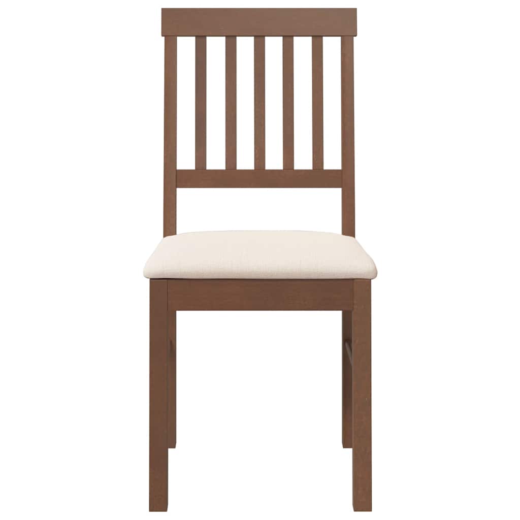 Sedie da Pranzo con Cuscini 2pz Marrone Legno Massello di Hevea