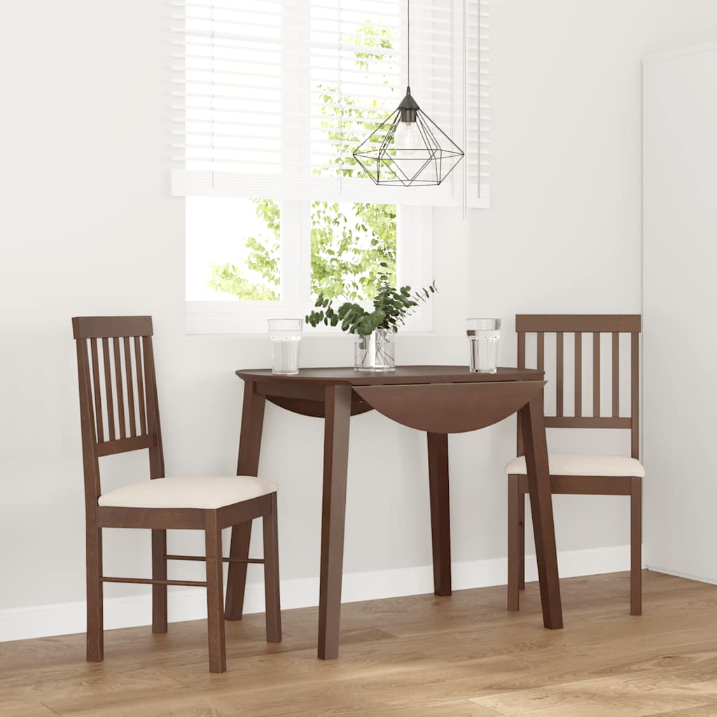 Sedie da Pranzo con Cuscini 2pz Marrone Legno Massello di Hevea