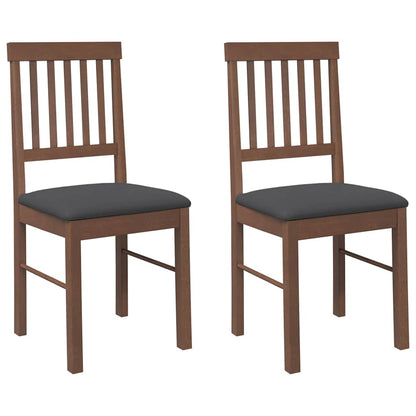 Sedie da Pranzo con Cuscini 2pz Marrone Legno Massello di Hevea