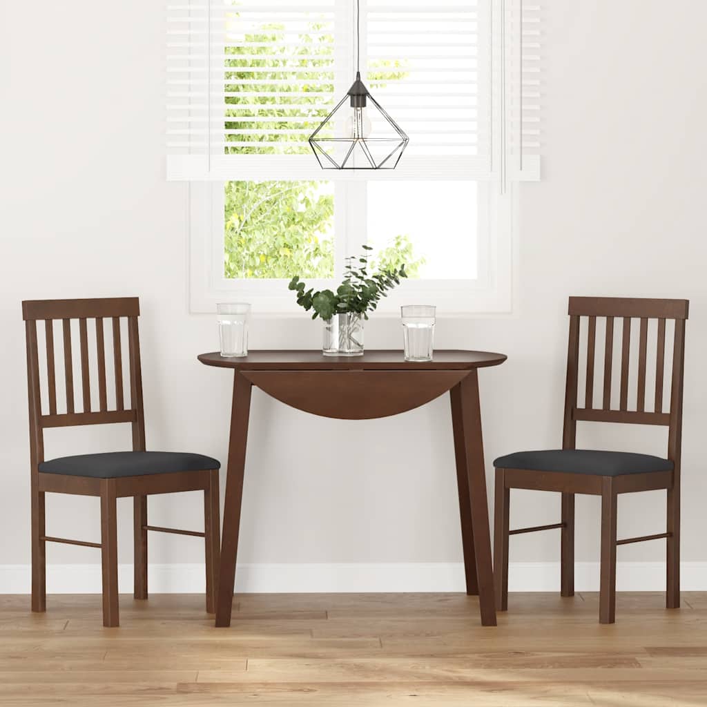 Sedie da Pranzo con Cuscini 2pz Marrone Legno Massello di Hevea