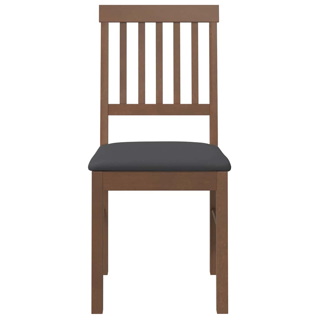 Sedie da Pranzo con Cuscini 2pz Marrone Legno Massello di Hevea