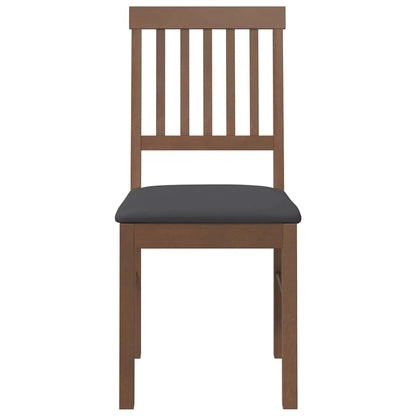 Sedie da Pranzo con Cuscini 2pz Marrone Legno Massello di Hevea