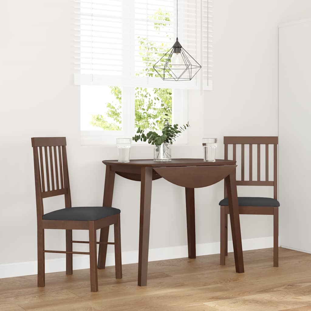 Sedie da Pranzo con Cuscini 2pz Marrone Legno Massello di Hevea
