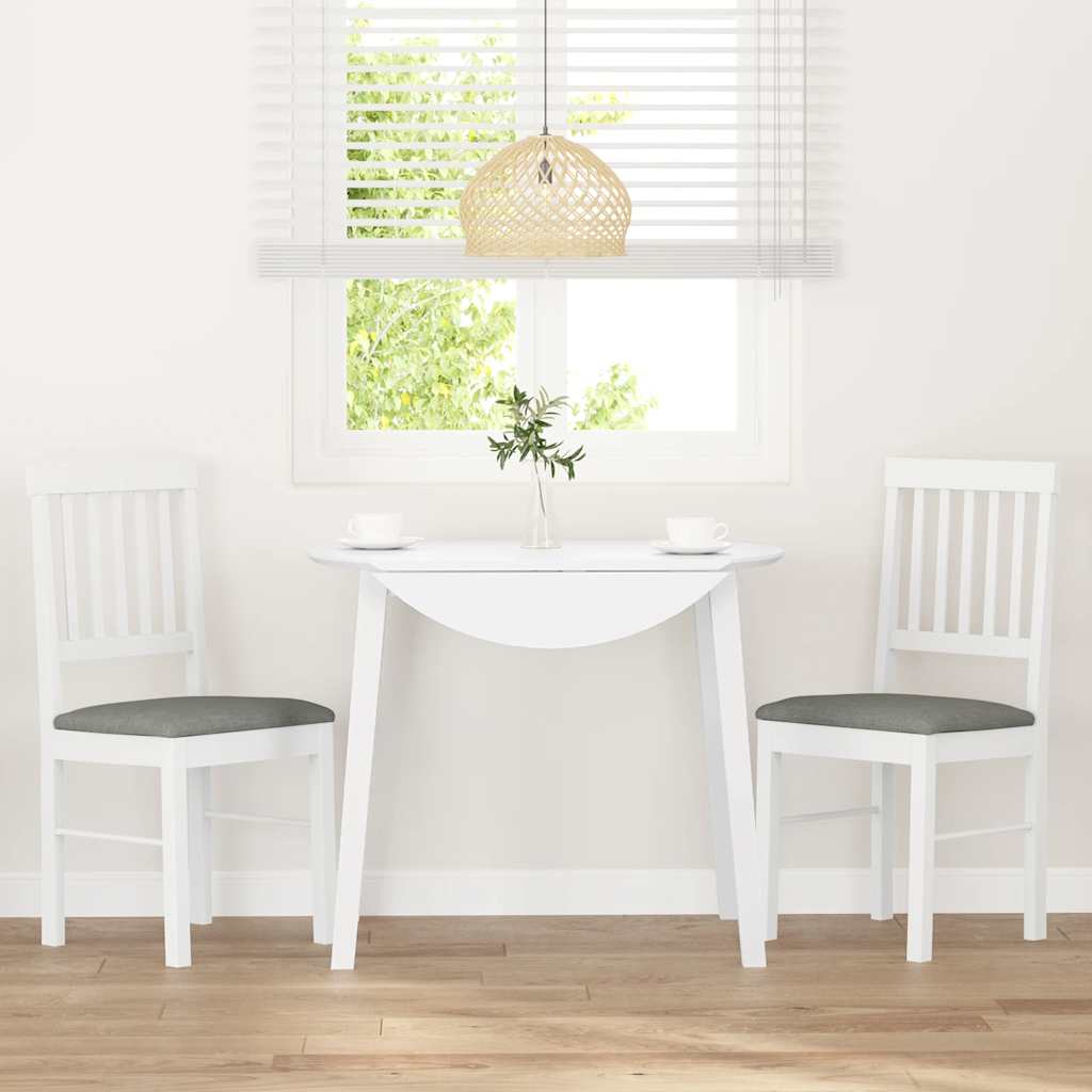 Sedie da Pranzo con Cuscini 2 pz Bianco Legno Massello di Hevea
