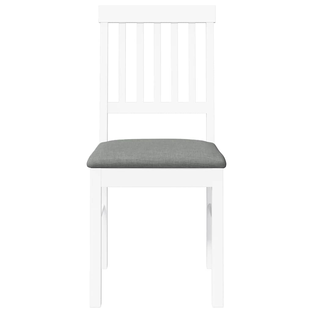Sedie da Pranzo con Cuscini 2 pz Bianco Legno Massello di Hevea