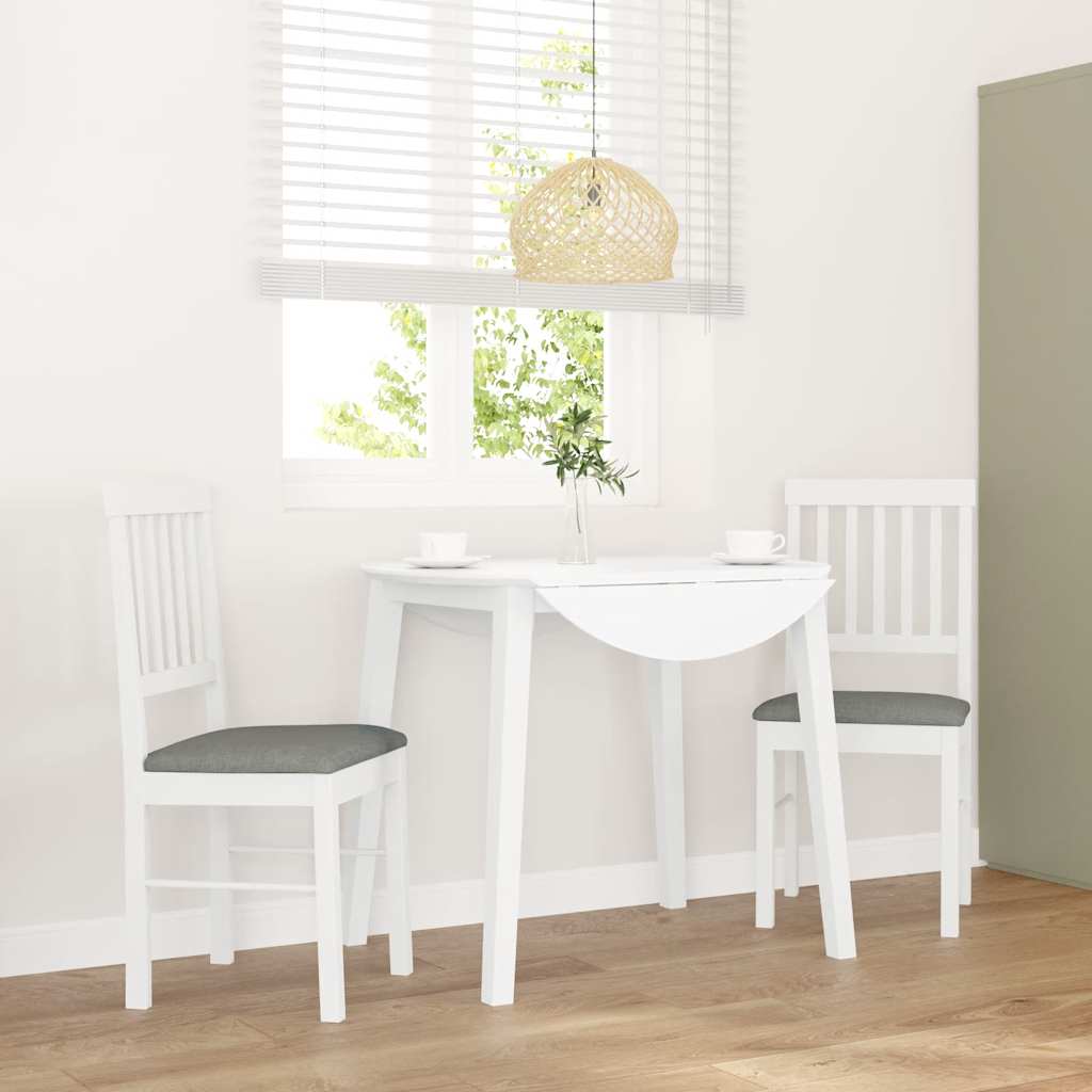 Sedie da Pranzo con Cuscini 2 pz Bianco Legno Massello di Hevea