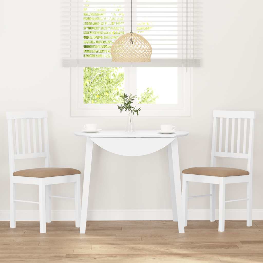 Sedie da Pranzo con Cuscini 2 pz Bianco Legno Massello di Hevea