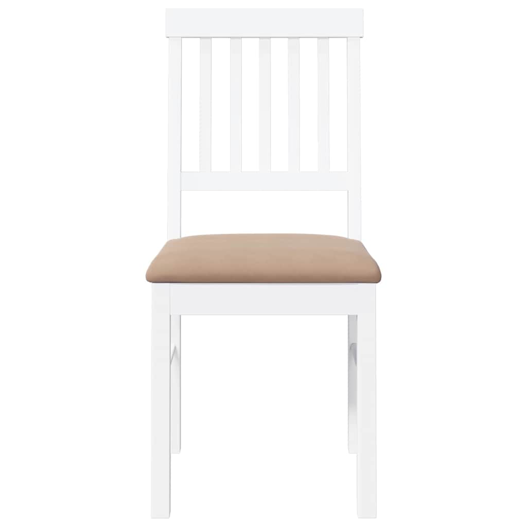 Sedie da Pranzo con Cuscini 2 pz Bianco Legno Massello di Hevea