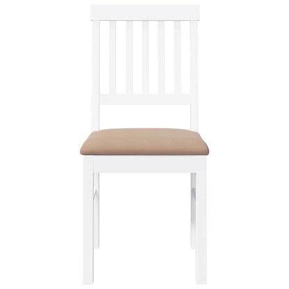 Sedie da Pranzo con Cuscini 2 pz Bianco Legno Massello di Hevea