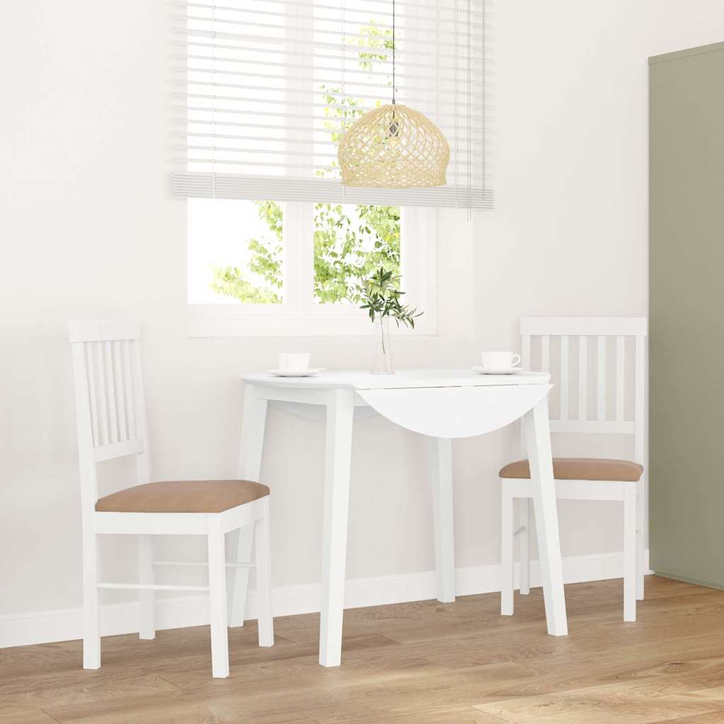 Sedie da Pranzo con Cuscini 2 pz Bianco Legno Massello di Hevea