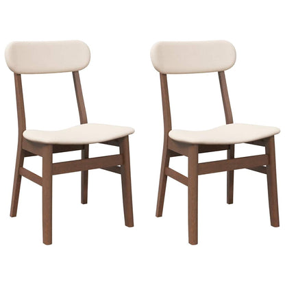 Sedie da Pranzo con Cuscini 2pz Marrone Legno Massello di Hevea