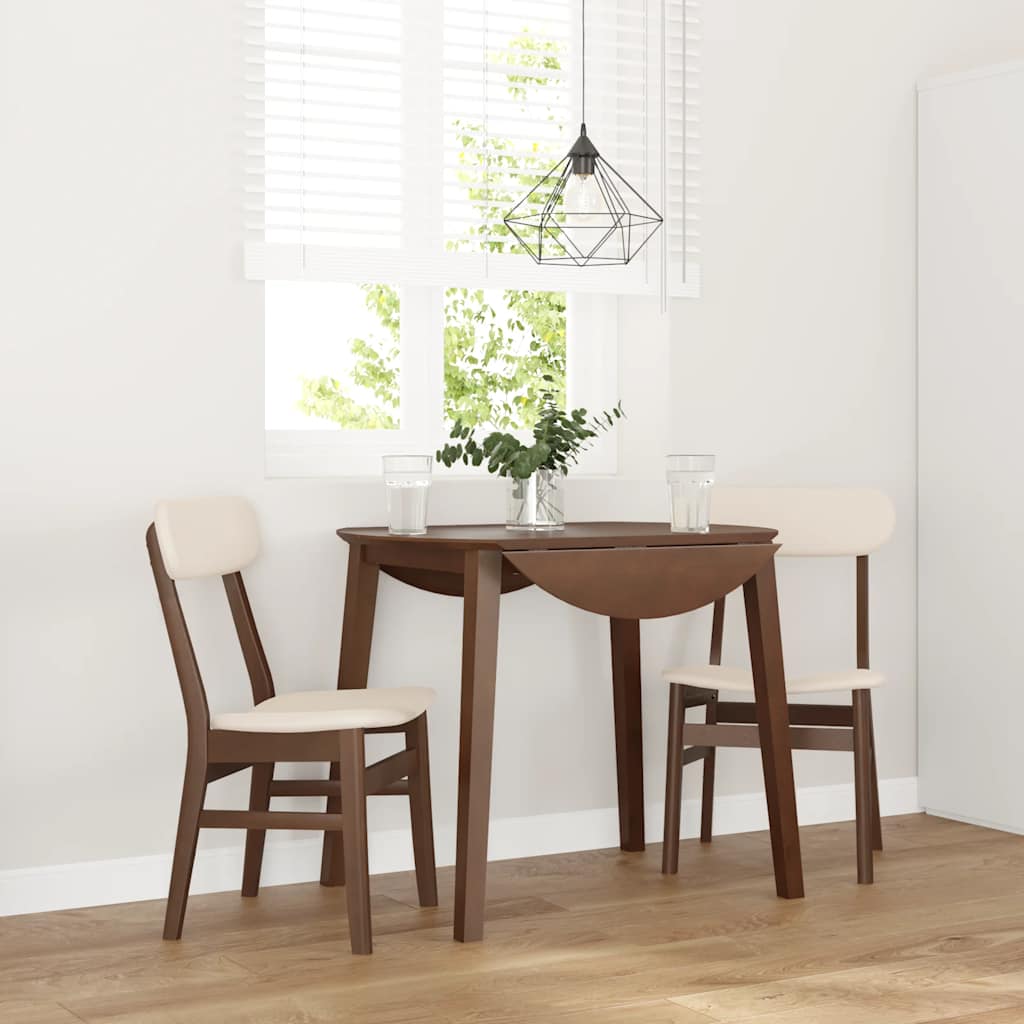 Sedie da Pranzo con Cuscini 2pz Marrone Legno Massello di Hevea