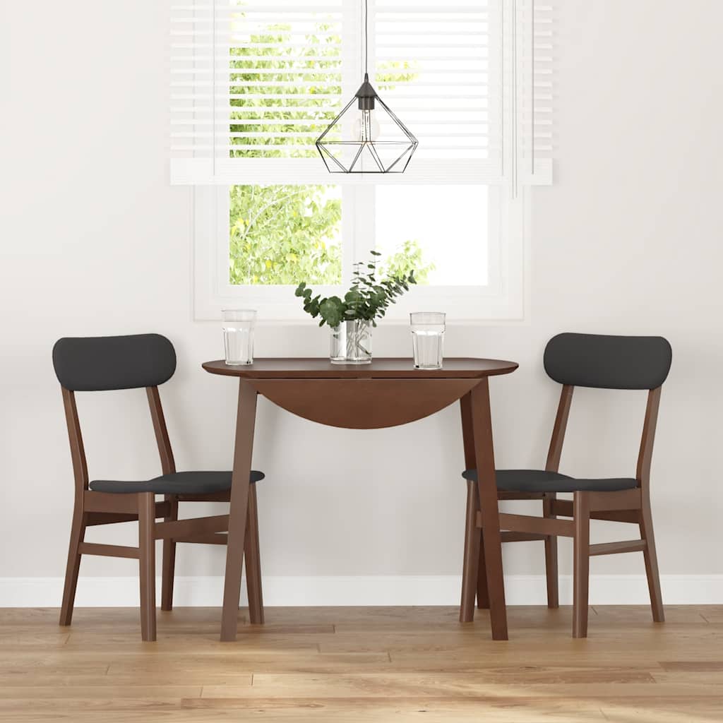 Sedie da Pranzo con Cuscini 2pz Marrone Legno Massello di Hevea