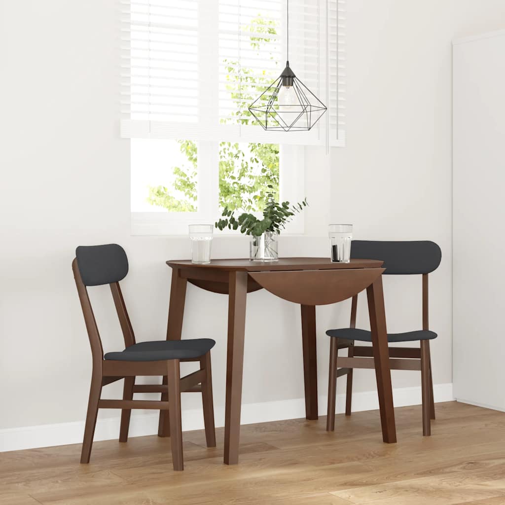 Sedie da Pranzo con Cuscini 2pz Marrone Legno Massello di Hevea