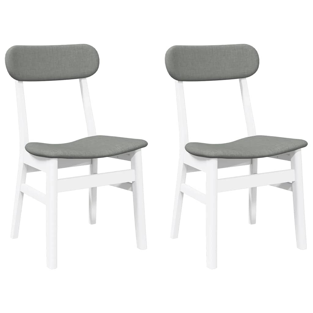 Sedie da Pranzo con Cuscini 2 pz Bianco Legno Massello di Hevea