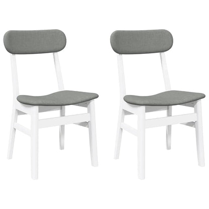 Sedie da Pranzo con Cuscini 2 pz Bianco Legno Massello di Hevea