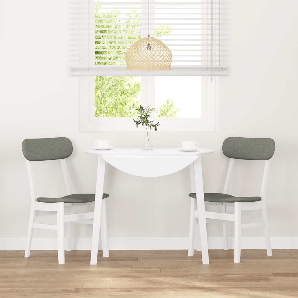 Sedie da Pranzo con Cuscini 2 pz Bianco Legno Massello di Hevea