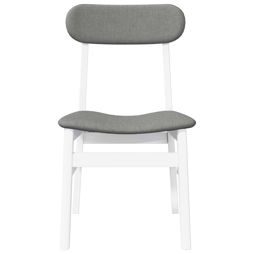 Sedie da Pranzo con Cuscini 2 pz Bianco Legno Massello di Hevea