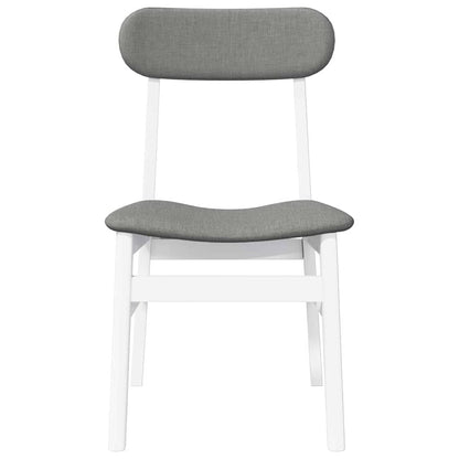 Sedie da Pranzo con Cuscini 2 pz Bianco Legno Massello di Hevea