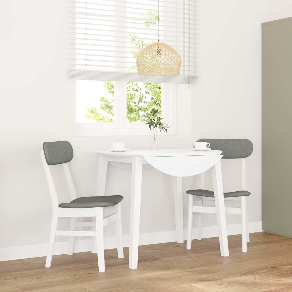Sedie da Pranzo con Cuscini 2 pz Bianco Legno Massello di Hevea
