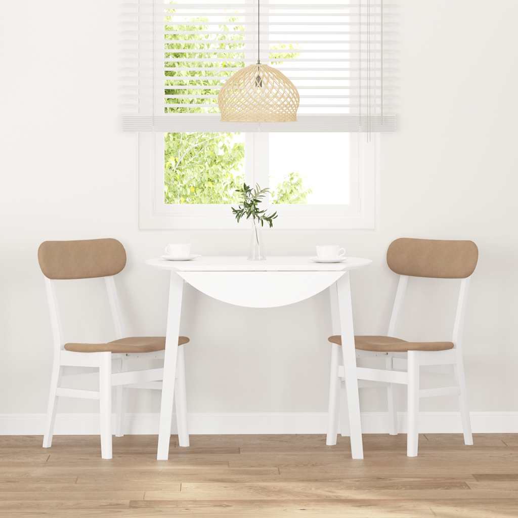 Sedie da Pranzo con Cuscini 2 pz Bianco Legno Massello di Hevea