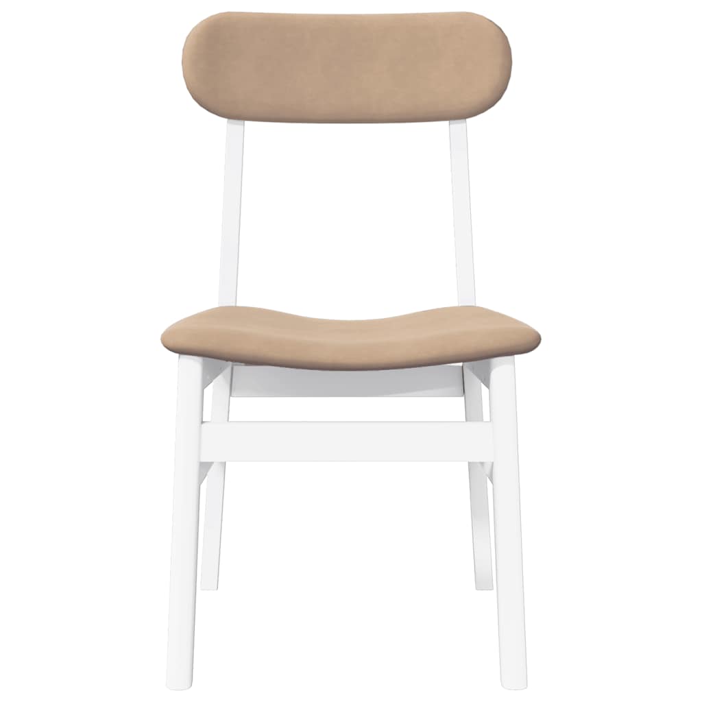 Sedie da Pranzo con Cuscini 2 pz Bianco Legno Massello di Hevea