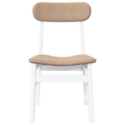 Sedie da Pranzo con Cuscini 2 pz Bianco Legno Massello di Hevea