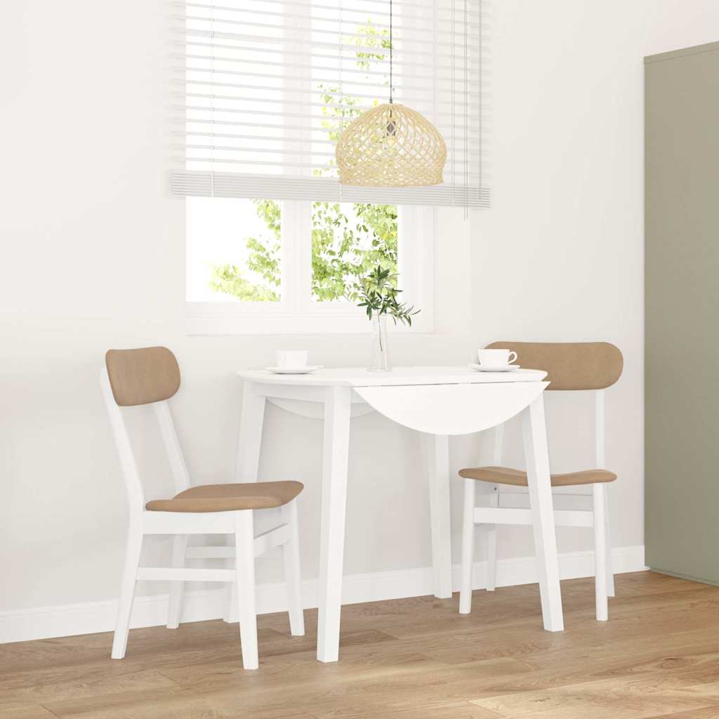 Sedie da Pranzo con Cuscini 2 pz Bianco Legno Massello di Hevea