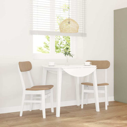 Sedie da Pranzo con Cuscini 2 pz Bianco Legno Massello di Hevea