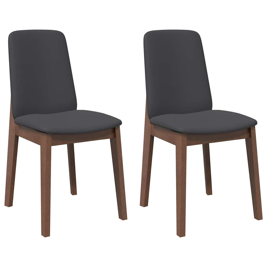 Sedie da Pranzo con Cuscini 2pz Marrone Legno Massello di Hevea