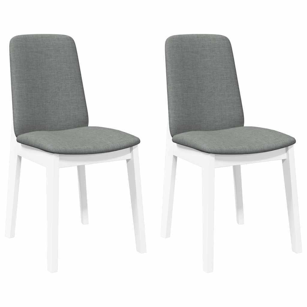 Sedie da Pranzo con Cuscini 2 pz Bianco Legno Massello di Hevea