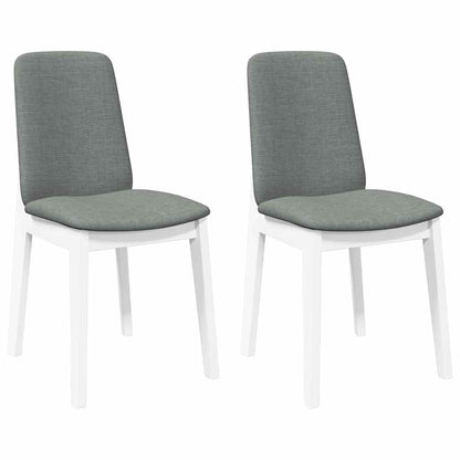 Sedie da Pranzo con Cuscini 2 pz Bianco Legno Massello di Hevea