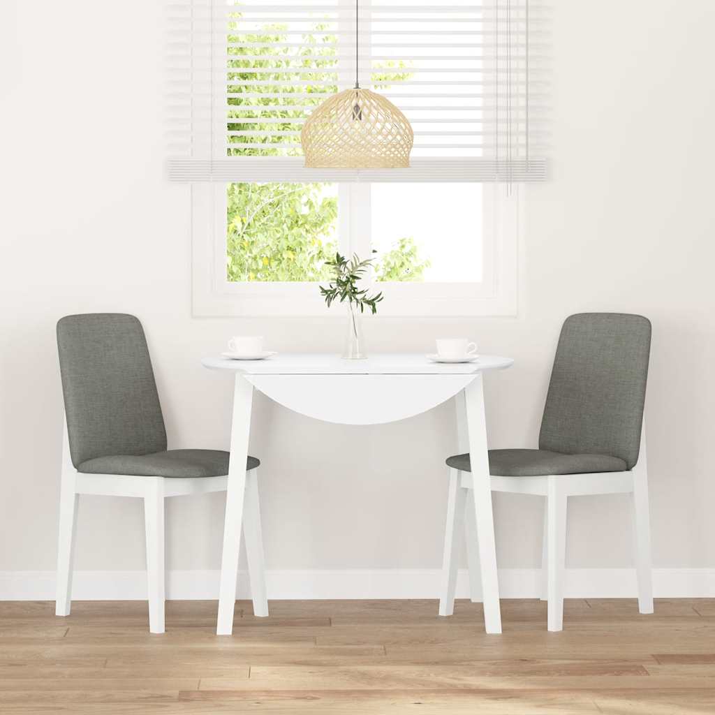 Sedie da Pranzo con Cuscini 2 pz Bianco Legno Massello di Hevea