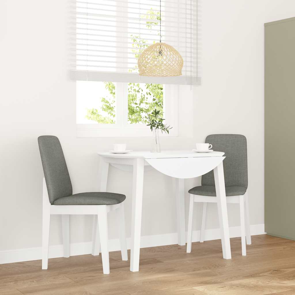 Sedie da Pranzo con Cuscini 2 pz Bianco Legno Massello di Hevea