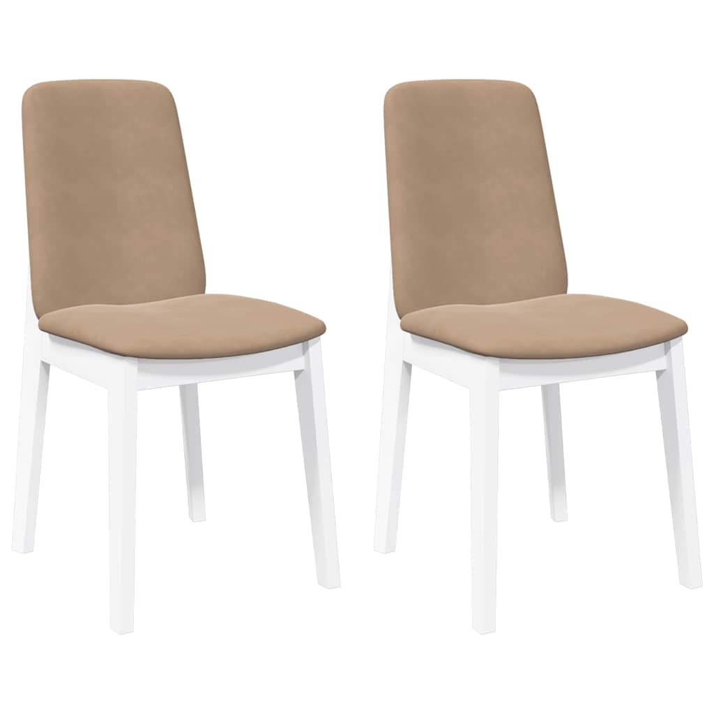 Sedie da Pranzo con Cuscini 2 pz Bianco Legno Massello di Hevea
