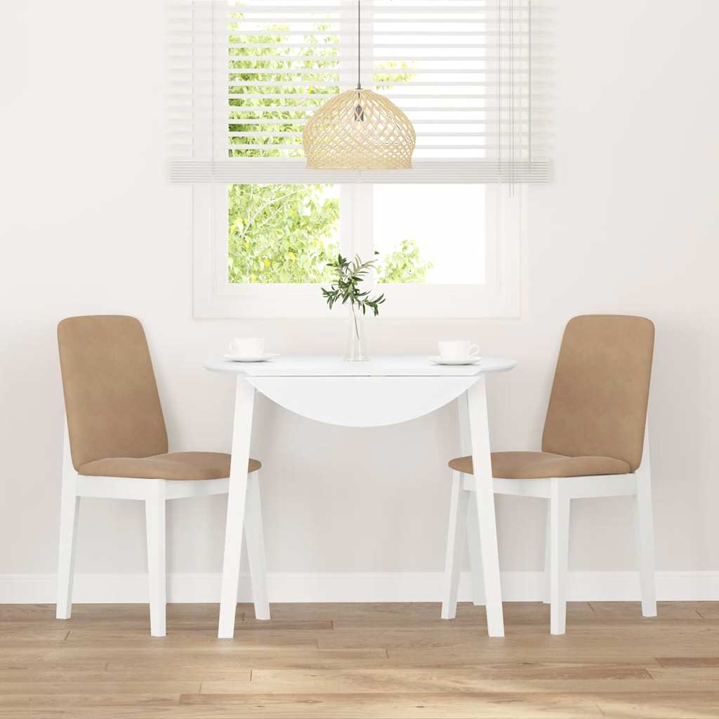 Sedie da Pranzo con Cuscini 2 pz Bianco Legno Massello di Hevea