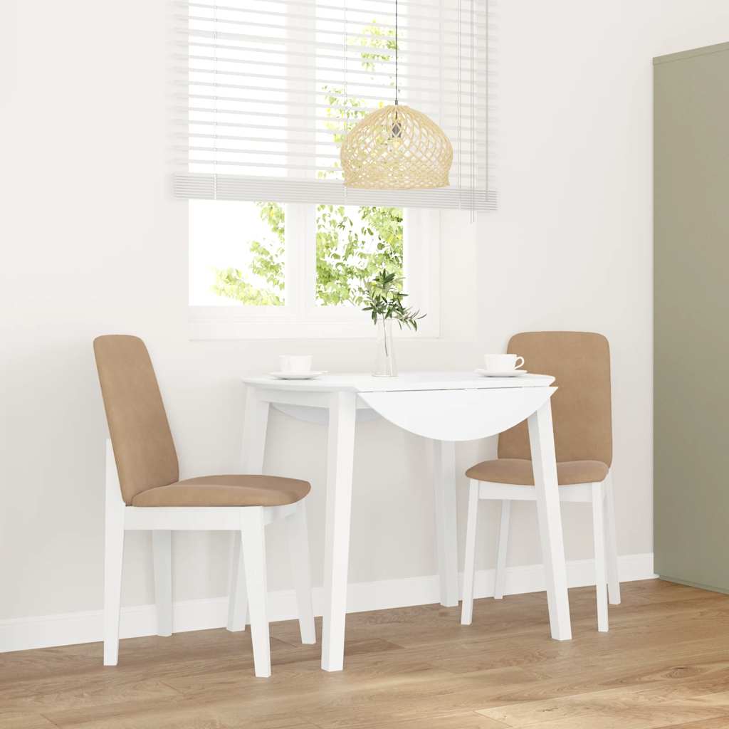 Sedie da Pranzo con Cuscini 2 pz Bianco Legno Massello di Hevea