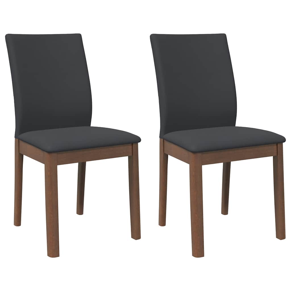 Sedie da Pranzo con Cuscini 2pz Marrone Legno Massello di Hevea