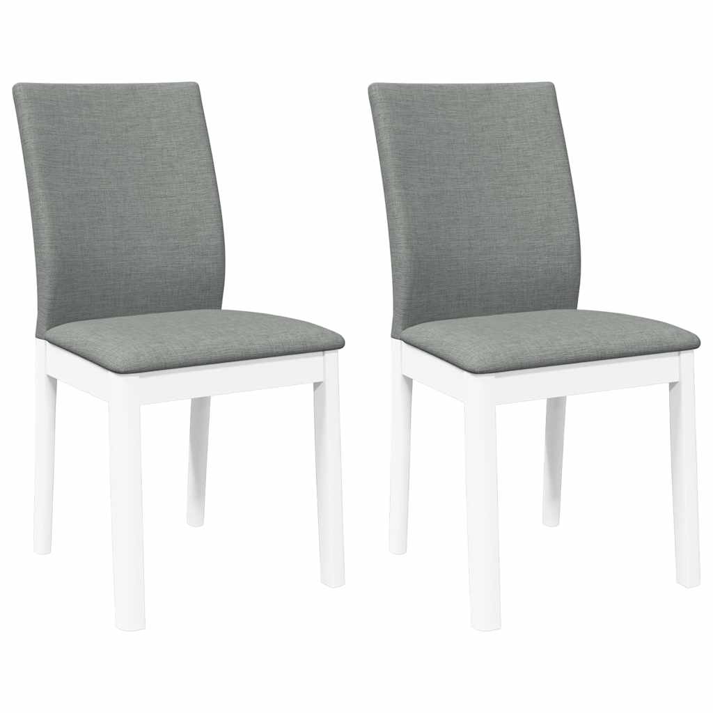 Sedie da Pranzo con Cuscini 2 pz Bianco Legno Massello di Hevea