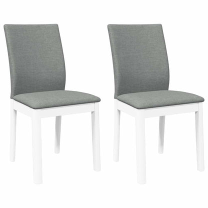Sedie da Pranzo con Cuscini 2 pz Bianco Legno Massello di Hevea