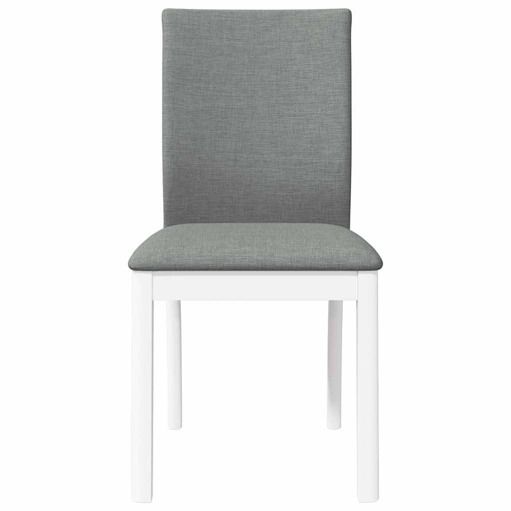 Sedie da Pranzo con Cuscini 2 pz Bianco Legno Massello di Hevea