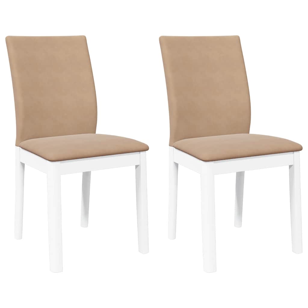 Sedie da Pranzo con Cuscini 2 pz Bianco Legno Massello di Hevea